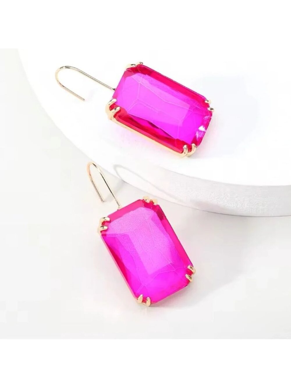 Pink Crystal Gold Earrings